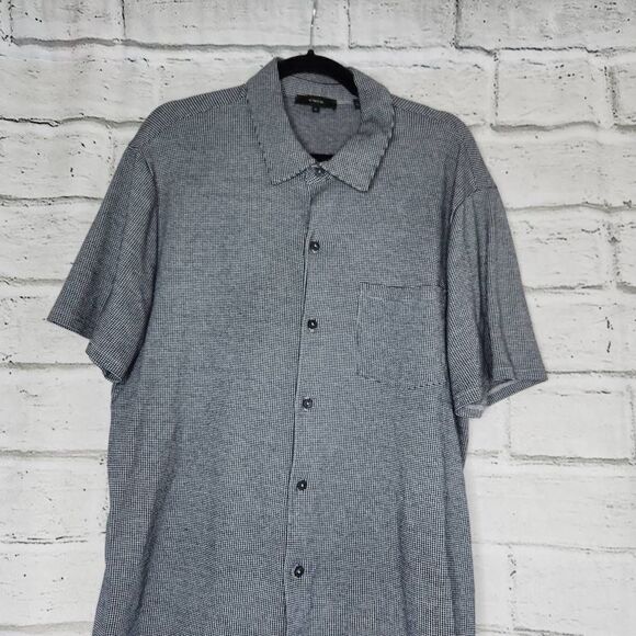 Vince Button Up Shirt Sleeve Shirt 100% Cotton Houndstooth Collared Men XL - Picture 2 of 13